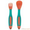  Baboo® jobb és bal kezes puha szilikon hajlítható kanál és villa szett., Barack, 6 hónapos kortól