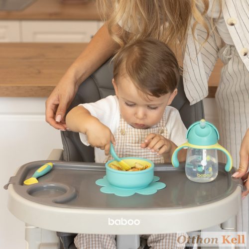  Baboo® jobb és bal kezes puha szilikon hajlítható kanál és villa szett., Lagoon Fiesta 6 hónapos kortól