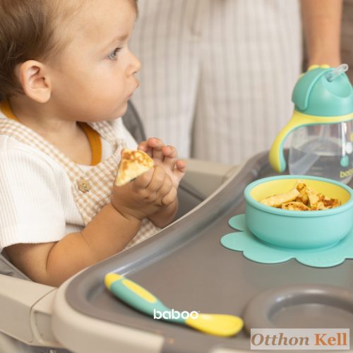  Baboo® jobb és bal kezes puha szilikon hajlítható kanál és villa szett., Lagoon Fiesta 6 hónapos kortól