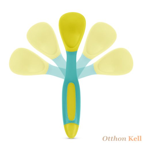  Baboo® jobb és bal kezes puha szilikon hajlítható kanál és villa szett., Lagoon Fiesta 6 hónapos kortól