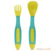  Baboo® jobb és bal kezes puha szilikon hajlítható kanál és villa szett., Lagoon Fiesta 6 hónapos kortól