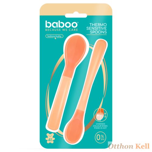  Baboo® puha szilikon hőérzékeny kanalak (2 db), Peachy Keen, 4+ hónapos kortól