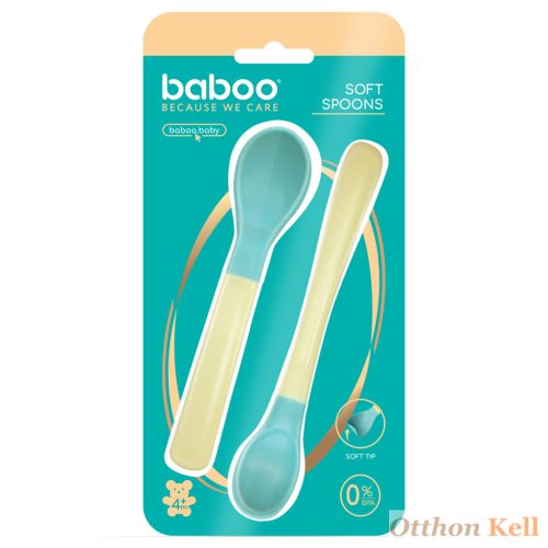  Baboo® puha szilikon végű kanalak (2 db), Lagoon Fiesta, 4+ hónapos kortól