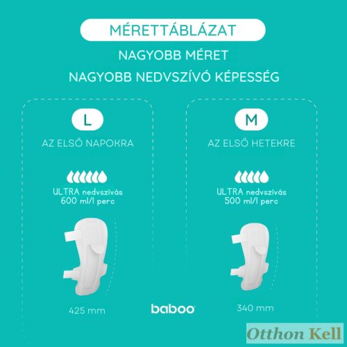 Baboo® Szülés Utáni Eldobható Betétek, 10 db, M méret, 340 mm