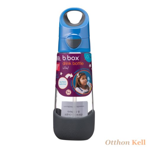 B.Box Szívószálas tritán kulacs 600 ml  - kék+szürke