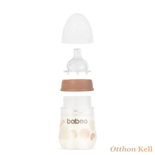 Baboo széles nyakú, 3 szelepes anti-colic cumisüveg, 180 ml, Au Naturale, 0+ hónapos kortól