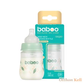   Baboo széles nyakú, 3 szelepes anti-colic cumisüveg, 180 ml, Peachy Keen, 0+ hónapos kortól