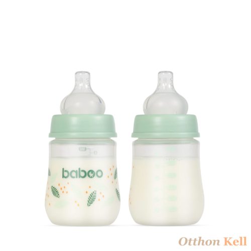 Baboo széles nyakú, 3 szelepes anti-colic cumisüveg, 180 ml, Peachy Keen, 0+ hónapos kortól