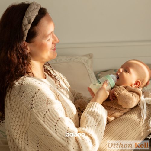 Baboo széles nyakú, 3 szelepes anti-colic cumisüveg, 180 ml, Peachy Keen, 0+ hónapos kortól