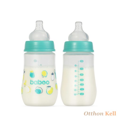 Baboo® széles nyakú, 3 szelepes anti-colic cumisüveg, 250 ml, Lagoon Fiesta, 3+ hónapos kortól