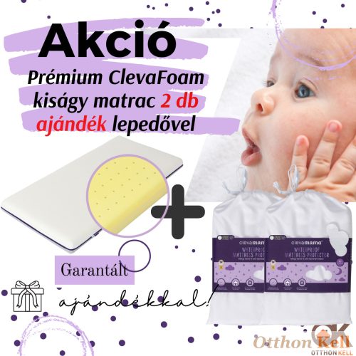 Clevamama Prémium ClevaFoam® Support kiságy matrac 60x120x9cm + ajándék 2 db 60x120 matracvédő gumis lepedő