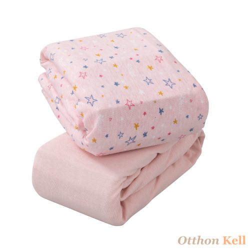Clevamama pamut jersey gumis lepedő 72x140x17 cm pink 2 db