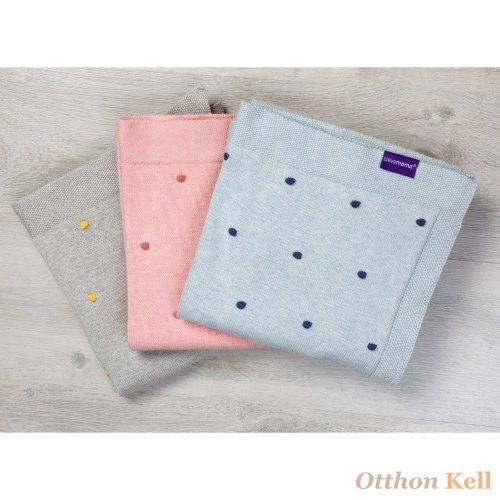 Clevamama kötött Pom Pom babatakaró 80x100 kék