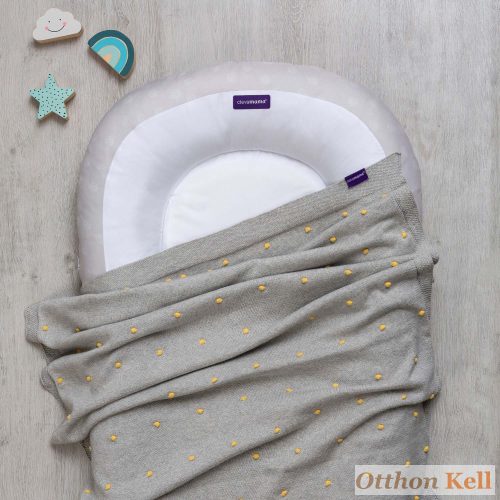 Clevamama kötött Pom Pom babatakaró 80x100 szürke