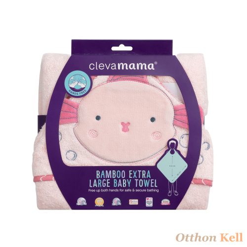 Clevamama extra nagy bambusz babatörölköző - pink hal
