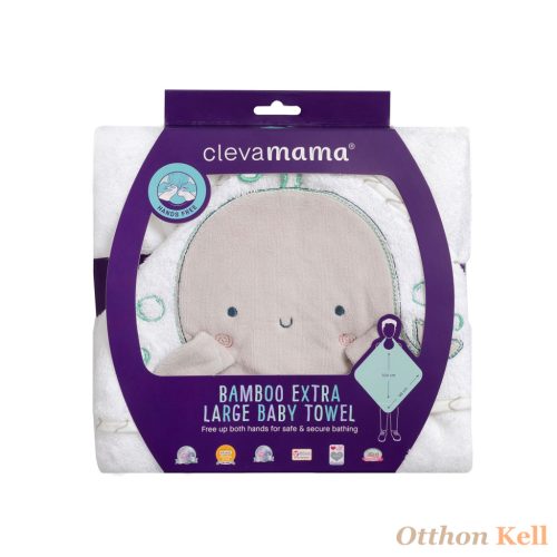 Clevamama extra nagy bambusz babatörölköző - szürke bálna