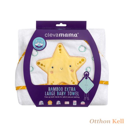Clevamama extra nagy bambusz babatörölköző - sárga csillag