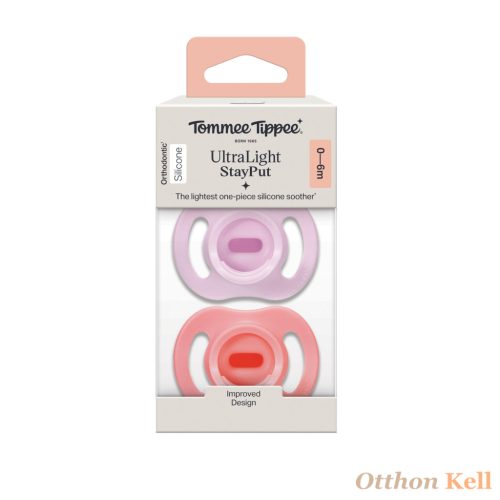 Tommee Tippee UltraLight StayPut ultrakönnyű cumi, szilikon, 0-6 hónap, BPA mentes, pink-korall 2 db