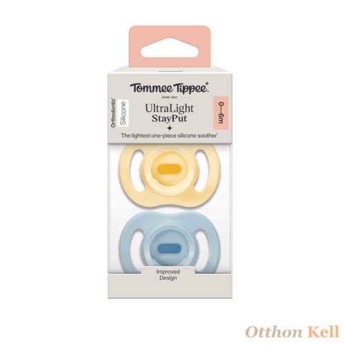 Tommee Tippee UltraLight StayPut ultrakönnyű cumi, szilikon, 0-6 hónap, BPA mentes, kék-sárga, 2 db