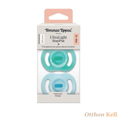 Tommee Tippee UltraLight StayPut ultrakönnyű cumi, szilikon, 0-6 hónap, BPA mentes, kék-menta, 2 db