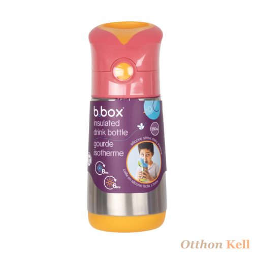 B.Box Hőtartó szívószálas fémkulacs 350 ml - rózsa+narancs