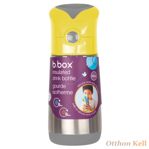 B.Box Hőtartó szívószálas fémkulacs 350 ml - sárga