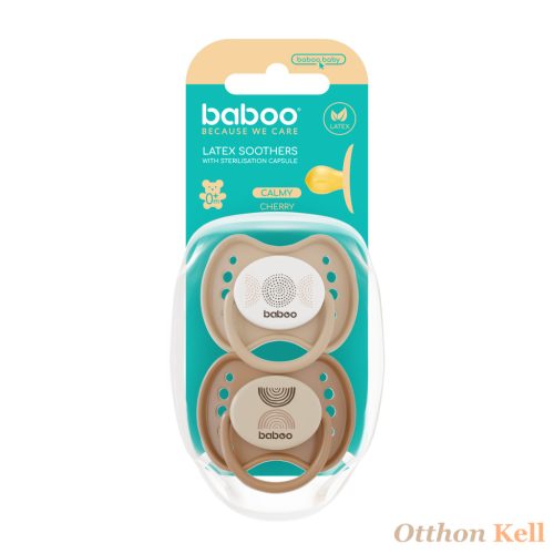 Baboo® Nyugtató cseresznye formájú latex cumi szett (2 db) tárolódobozzal, „Au Naturale” 0+ hónap