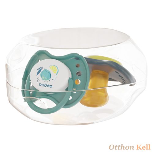 Baboo® Nyugtató ortodontikus latex cumi, 2 db, tárolótokkal, "Lagoon Fiesta", 6+hó