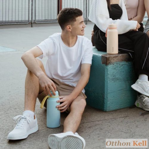 B.Box Hőtartó szívószálas fémkulacs 1 l - pool side