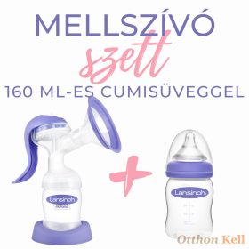   Lansinoh 2 fázisú kézi mellszívó + Lansinoh 160ml cumisüveg