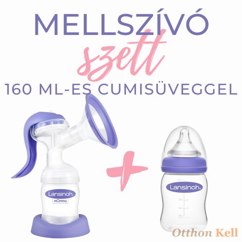 Lansinoh 2 fázisú kézi mellszívó + Lansinoh 160ml cumisüveg