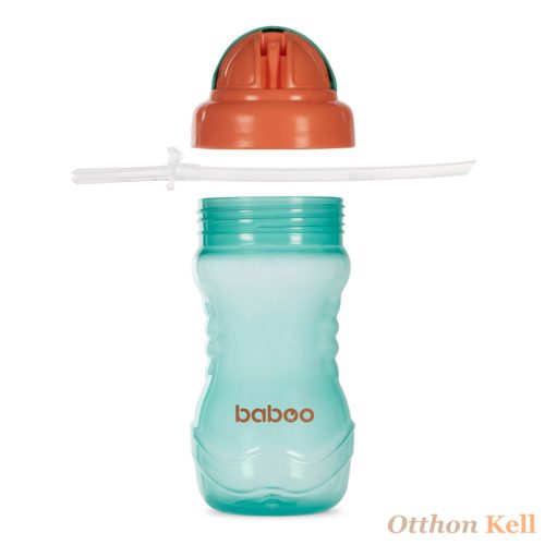 BABOO® Itatópohár szilikon szívószállal, 360 ml, zöld, 9+ hónapos kortól
