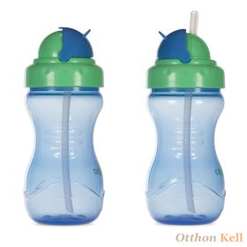   BABOO® Itatópohár szilikon szívószállal, 360 ml, kék, 9+ hónapos kortól