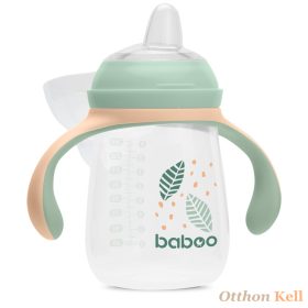   BABOO® Csöpögésmentes itatópohár szilikon ivócsőrrel, 260 ml, Peachy Keen, zöld színű, 6+ hónapos kortól