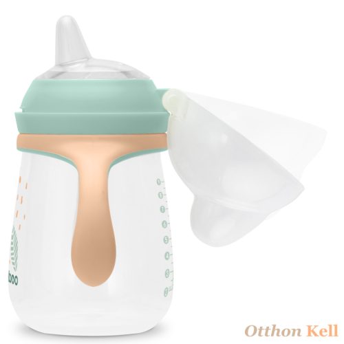BABOO® Csöpögésmentes itatópohár szilikon ivócsőrrel, 260 ml, Peachy Keen, zöld színű, 6+ hónapos kortól