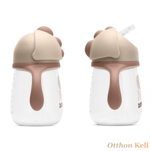 BABOO® Csöpögésmentes itatópohár szilikon szívószállal, 260 ml, Au Naturale, kakaó színű, 9+ hónapos kortól