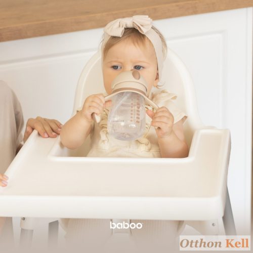 BABOO® Csöpögésmentes itatópohár szilikon szívószállal, 260 ml, Au Naturale, kakaó színű, 9+ hónapos kortól