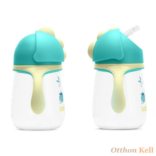 BABOO® Csöpögésmentes itatópohár szilikon szívószállal, 260 ml, Lagoon Fiesta, zöld színű, 9+ hónapos kortól