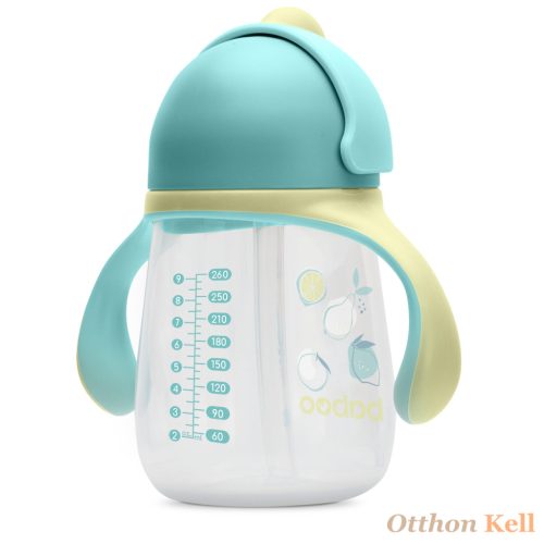 BABOO® Csöpögésmentes itatópohár szilikon szívószállal, 260 ml, Lagoon Fiesta, zöld színű, 9+ hónapos kortól