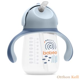   BABOO® Csöpögésmentes itatópohár szilikon szívószállal, 260 ml, Blue Haze, kék színű, 9+ hónapos kortól