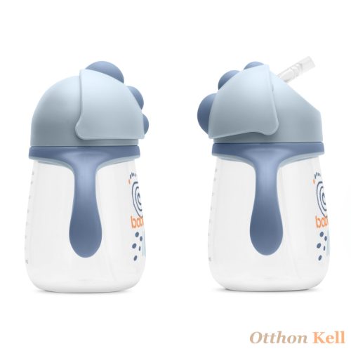 BABOO® Csöpögésmentes itatópohár szilikon szívószállal, 260 ml, Blue Haze, kék színű, 9+ hónapos kortól