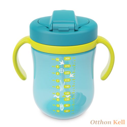 BABOO® Súlyozott szívószálas itatópohár (szilikon szívószállal), 300 ml, Lagoon Fiesta, 9+ hónapos kortól