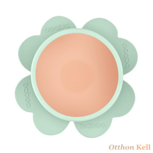  Baboo® tapadókorongos szilikon tányér, Peachy Keen, zöld, 6+ hónapos kortól