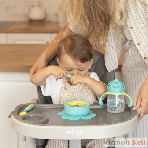  Baboo® tapadókorongos szilikon tányér, Lagoon Fiesta, menta, 6+ hónapos kortól