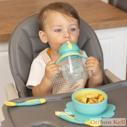  Baboo® tapadókorongos szilikon tányér, Lagoon Fiesta, menta, 6+ hónapos kortól