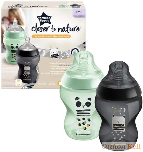 Tommee Tippee cumisüveg CTN duo 260 ml Ollie bagoly és Pip panda