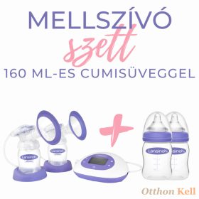   Lansinoh 2 az 1-ben elektromos dupla mellszívó + 2db 160 ml cumisüveg szettben
