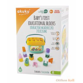 Akuku formaillesztő játékkosár - 16db kockával