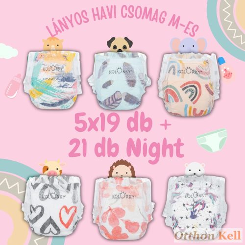 Kolorky Day&Night Lányos HAVI ÖKO Pelenkacsomag M-es (5-8 kg)