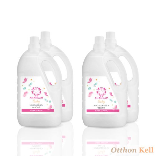 ANANDAM Baby Hipoallergén babapúder illatú mosószer csomag (2 x 3 l öblítő + 2 x 3 l mosógél)